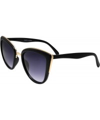 Cat Eye Womens Flash Color Mirror Lens Oversized Cat Eye Sunglasses - Black - CA12CVOZJW3 $9.80