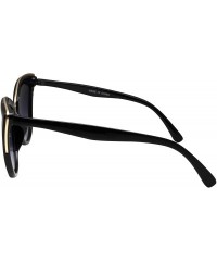 Cat Eye Womens Flash Color Mirror Lens Oversized Cat Eye Sunglasses - Black - CA12CVOZJW3 $9.80