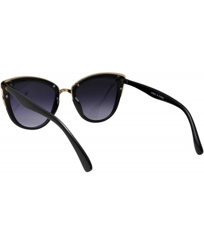 Cat Eye Womens Flash Color Mirror Lens Oversized Cat Eye Sunglasses - Black - CA12CVOZJW3 $9.80