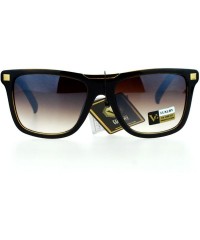 Wayfarer Luxury Designer Rectangular Horn Rim Gradient Lens Bling Sunglasses - Dark Brown - C212HHXOWM1 $22.84