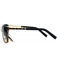 Wayfarer Luxury Designer Rectangular Horn Rim Gradient Lens Bling Sunglasses - Dark Brown - C212HHXOWM1 $9.26