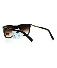 Wayfarer Luxury Designer Rectangular Horn Rim Gradient Lens Bling Sunglasses - Dark Brown - C212HHXOWM1 $9.26