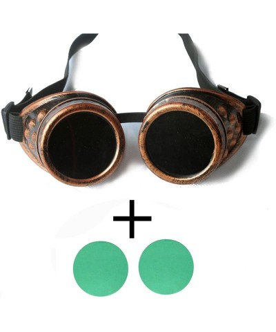 Goggle Steampunk Vintage Glasses Goggles Rave Retro Lenses Cosplay Halloween - Frame+green Lenses - C118HZTYM6D $19.75