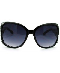 Rectangular Womens Rhinestone Oversized Rectangular Butterfly Thick Arm Fashion Sunglasses - Black - CU11JKRDV7Z $10.26