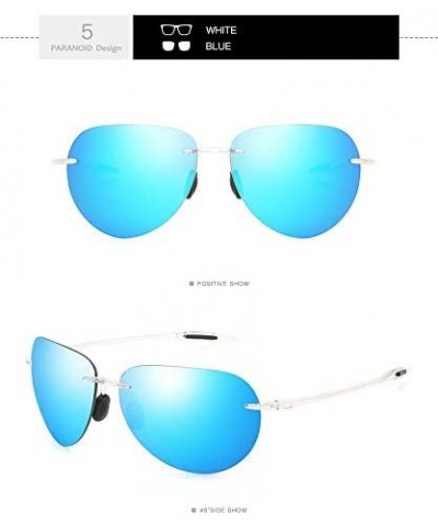 Aviator Rimless Sunglasses For Men Women Ultralight TR90 Frame - White - CR18SNKXA76 $20.28