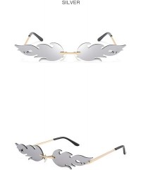 Wrap Retro Fashion Sunglasses Non-Polarized Personality Anti-UV Flame Casual Sunglasses - Silver - CW18A0GGY6M $9.32