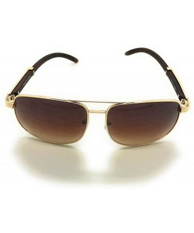 Aviator Retro Art Nouveau Vintage Style Square Gold Frame Aviator Sunglasses - Gold-brown - CM1848GQE30 $19.40