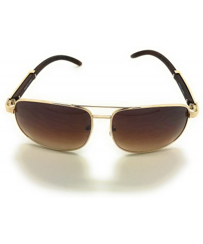 Aviator Retro Art Nouveau Vintage Style Square Gold Frame Aviator Sunglasses - Gold-brown - CM1848GQE30 $9.83