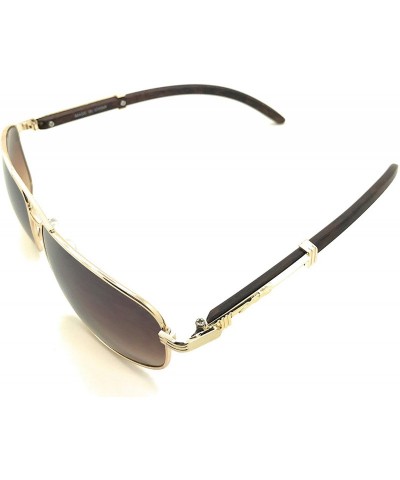 Aviator Retro Art Nouveau Vintage Style Square Gold Frame Aviator Sunglasses - Gold-brown - CM1848GQE30 $9.83