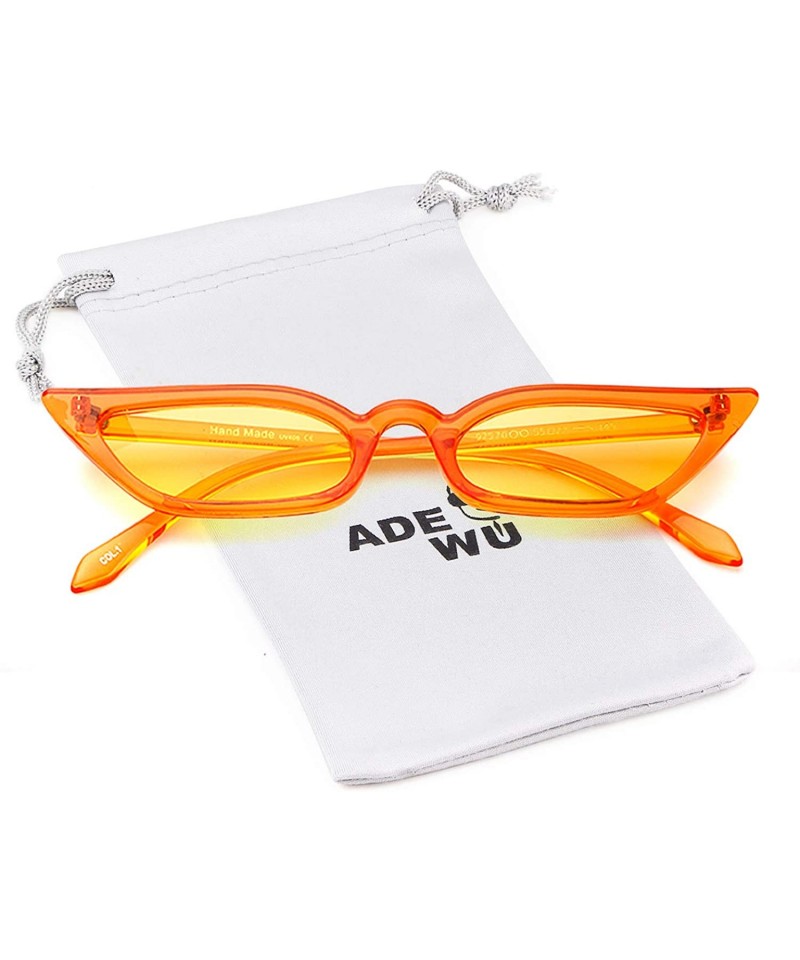 Rimless Vintage Sunglasses Women Cat Eye Frame Colorful lens Glasses UV 400 Protection - Cear Orange - CN1805RUD90 $12.29