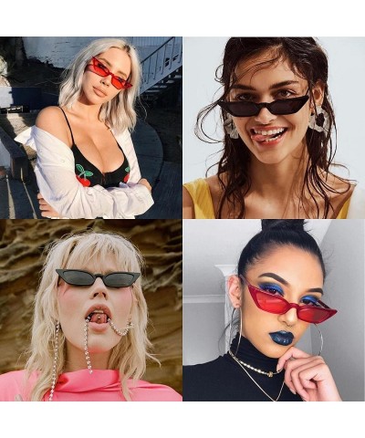 Rimless Vintage Sunglasses Women Cat Eye Frame Colorful lens Glasses UV 400 Protection - Cear Orange - CN1805RUD90 $12.29