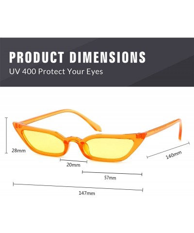 Rimless Vintage Sunglasses Women Cat Eye Frame Colorful lens Glasses UV 400 Protection - Cear Orange - CN1805RUD90 $12.29