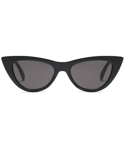 Oval Vintage Retro Women Cateye Sunglasses Clout Goggle Small Fun Colorful Shades - Black - CX18HOEDYS5 $9.81