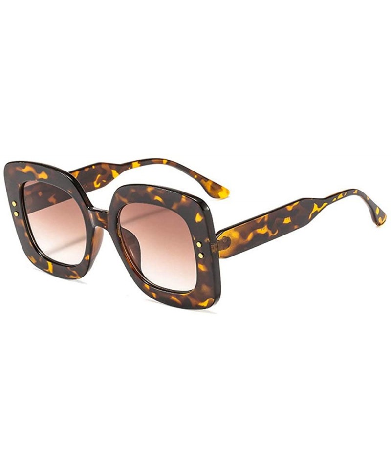 Square 2019 New Square Big Frame Women Sunglasses Men Retro Ladies Big Frame Goggle Female Sunglasses - Leopard - CM18Y7DN8TQ...