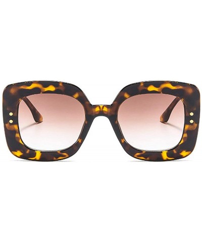 Square 2019 New Square Big Frame Women Sunglasses Men Retro Ladies Big Frame Goggle Female Sunglasses - Leopard - CM18Y7DN8TQ...