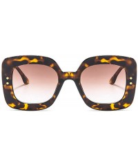 Square 2019 New Square Big Frame Women Sunglasses Men Retro Ladies Big Frame Goggle Female Sunglasses - Leopard - CM18Y7DN8TQ...