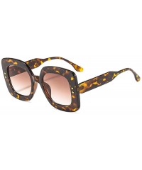 Square 2019 New Square Big Frame Women Sunglasses Men Retro Ladies Big Frame Goggle Female Sunglasses - Leopard - CM18Y7DN8TQ...