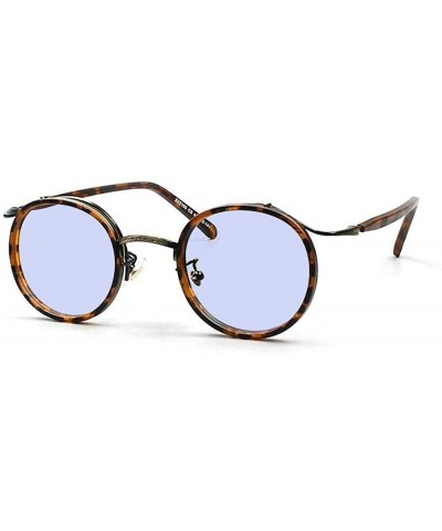 Round Sunglasses Luxury Designer Glasses Leopard - Leopard&blue - CG192SM96R5 $34.44