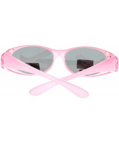 Oval Womens Polarized Fit Over Glasses Sunglasses Oval Rhinestone Frame - Pink - C11880MISOG $11.64