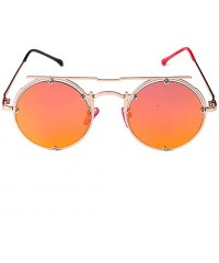 Rectangular Round Steampunk Sunglasses-Retro Eyewear Metal Frames-Fashion Goggle Unisex - D - CY190ECUNDS $36.03