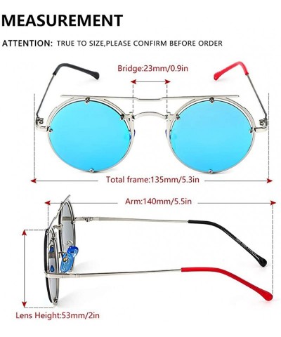 Rectangular Round Steampunk Sunglasses-Retro Eyewear Metal Frames-Fashion Goggle Unisex - D - CY190ECUNDS $36.03
