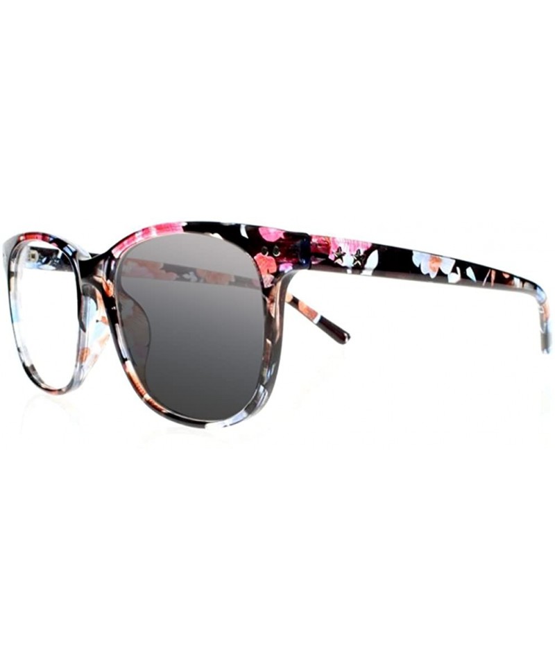 Square Transition Photochromic Oversized Stars Pattern Nerd Sunglasses Reading Glasses - Flower - C218CGX623W $18.62