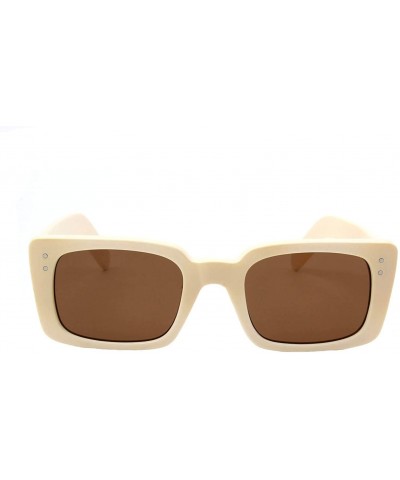 Rectangular Unisex Retro Vintage Rectangle Fashion Sunglasses - Ivory - C9198MT7LT7 $8.77