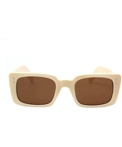 Rectangular Unisex Retro Vintage Rectangle Fashion Sunglasses - Ivory - C9198MT7LT7 $21.51