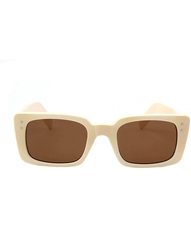 Rectangular Unisex Retro Vintage Rectangle Fashion Sunglasses - Ivory - C9198MT7LT7 $20.66