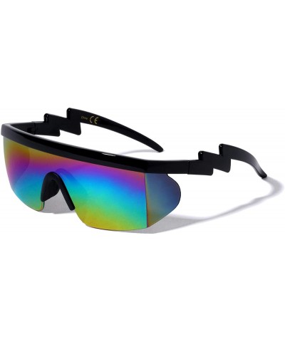Shield Cape Town Rimless Retro Sport Shield Fashion Color Sunglasses - Black Iridescent - CG196IDZZZ4 $26.58