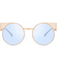 Oval Unisex Vintage Round Metal Frame Tinted Lenses Sunglasses UV400 - Gold Blue - CW18NNIL9ZY $8.92