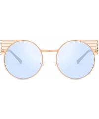 Oval Unisex Vintage Round Metal Frame Tinted Lenses Sunglasses UV400 - Gold Blue - CW18NNIL9ZY $8.92