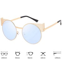 Oval Unisex Vintage Round Metal Frame Tinted Lenses Sunglasses UV400 - Gold Blue - CW18NNIL9ZY $8.92