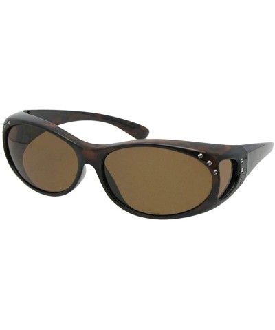 Wrap Small Fashion Fit Over Sunglasses with Rhinestones F3 - Tortoise Frame-brown Lenses - CZ187564YE4 $17.72