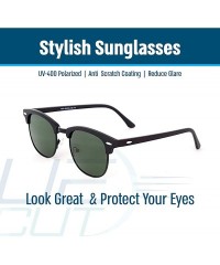 Round Stylish 80th Retro Unisex Polarized Sunglasses UV400 Classic Vintage Chic - Black Mat-green - C118DT03ZGA $17.52
