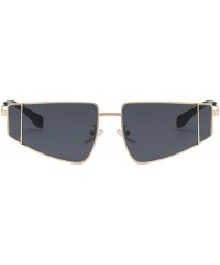 Square Women Square Fashion Sunglasses Hexagon Flat UV Protection Retro Chic Metal Frame Shades - Black - CH18U85SCRR $8.59
