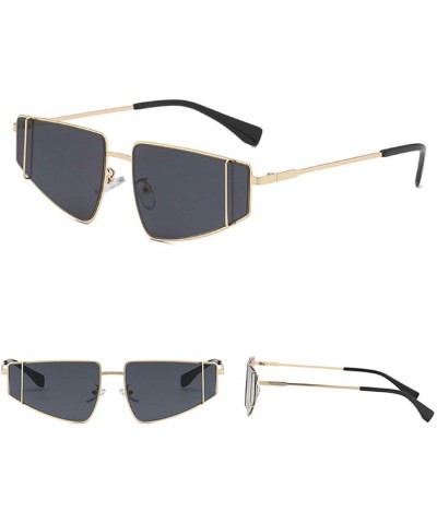 Square Women Square Fashion Sunglasses Hexagon Flat UV Protection Retro Chic Metal Frame Shades - Black - CH18U85SCRR $8.59