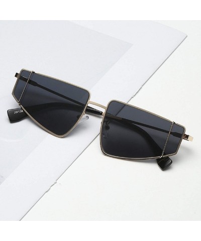Square Women Square Fashion Sunglasses Hexagon Flat UV Protection Retro Chic Metal Frame Shades - Black - CH18U85SCRR $8.59