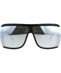 Square Oversized Shield Sunglasses Unisex Fashion Square Flat Top Shades UV 400 Black - Black - CG18HRK0IUQ $12.23