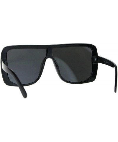 Square Oversized Shield Sunglasses Unisex Fashion Square Flat Top Shades UV 400 Black - Black - CG18HRK0IUQ $12.23