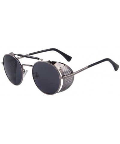Rimless Women Retro Round UV400 Sunglasses Men Shields Sun Glasses - Grey - CG17YW396RS $21.10