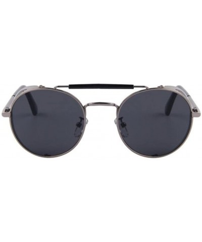 Rimless Women Retro Round UV400 Sunglasses Men Shields Sun Glasses - Grey - CG17YW396RS $9.28