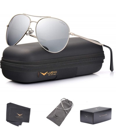 Wayfarer Men Aviator Sunglasses Polarized Women UV 400 Protection 60MM Fashion Style - Driving - Silver - CM18T9NMY79 $32.49