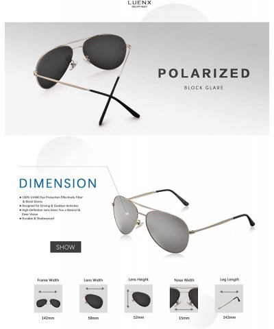 Wayfarer Men Aviator Sunglasses Polarized Women UV 400 Protection 60MM Fashion Style - Driving - Silver - CM18T9NMY79 $21.38