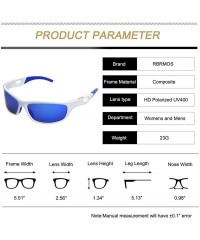 Sport Sunglasses for Men Women-Polarized Sports for Cycling Fishing Running - Blue&white - CP18Z2X9CLT $17.51