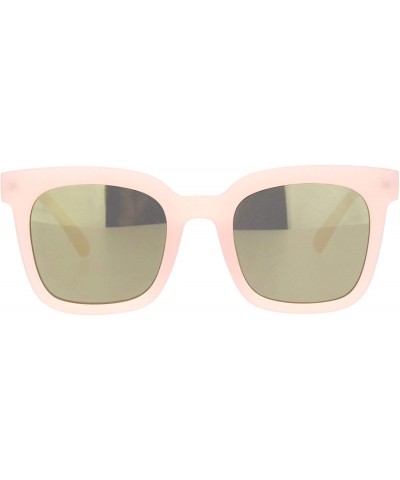 Rectangular Womens Rectangular Boyfriend Fashion Hornrim Plastic Sunglasses - Pink Gold Mirror - CM18OCYH6Z0 $8.76