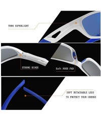 Sport Sunglasses for Men Women-Polarized Sports for Cycling Fishing Running - Blue&white - CP18Z2X9CLT $17.51