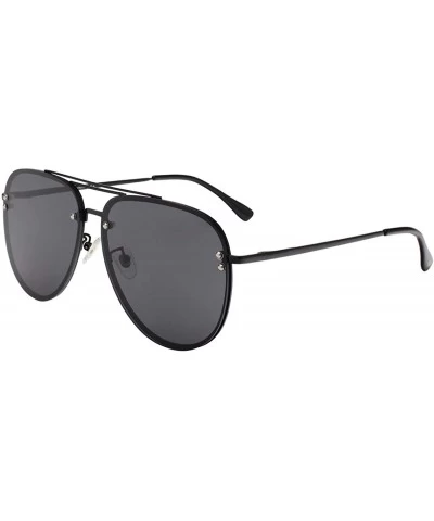 Oversized Oversized Rimless Aviator Sunglasses Metal Frame with Spring Hinges - Designer Inspired Shade for Women/Men 87247 -...