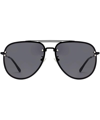 Oversized Oversized Rimless Aviator Sunglasses Metal Frame with Spring Hinges - Designer Inspired Shade for Women/Men 87247 -...