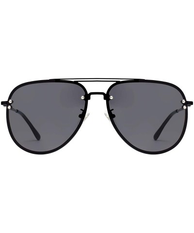 Oversized Oversized Rimless Aviator Sunglasses Metal Frame with Spring Hinges - Designer Inspired Shade for Women/Men 87247 -...